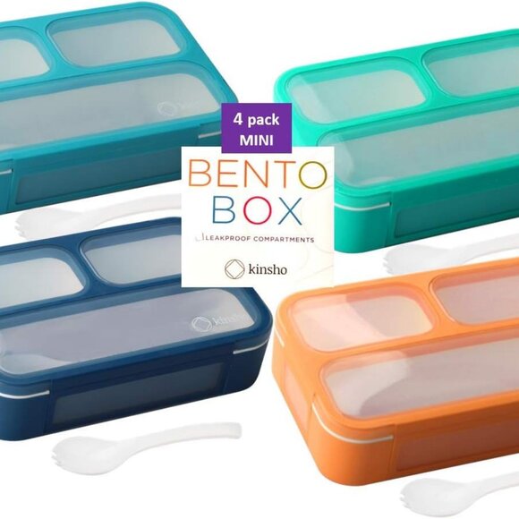 Snack Containers - SMALL Bento Lunch Boxes for Kids Girls Boys 4 Pack - Picture 1 of 5